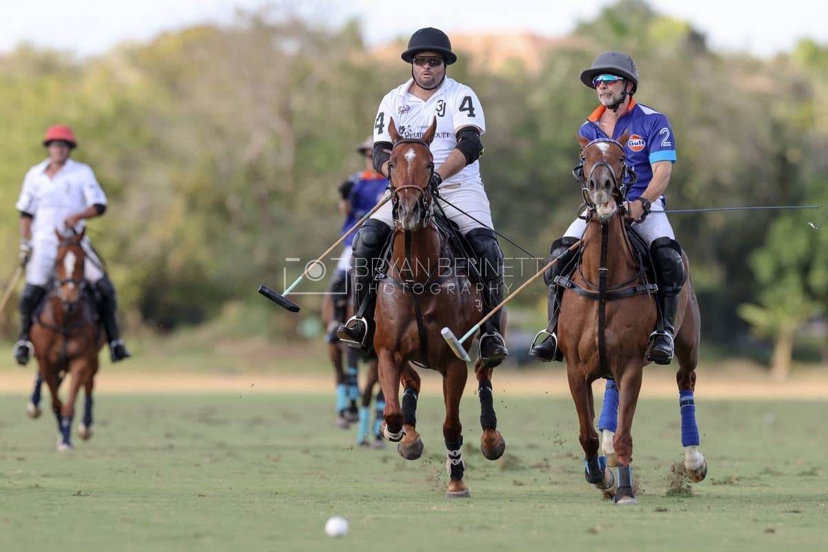 La Romanza 3J and La Espada Gulf play polo during the Copa Britanica at Casa de Campo Polo Club in La Romana, Dominican Republic on March 6, 2026. (Photos by Bryan Bennett)