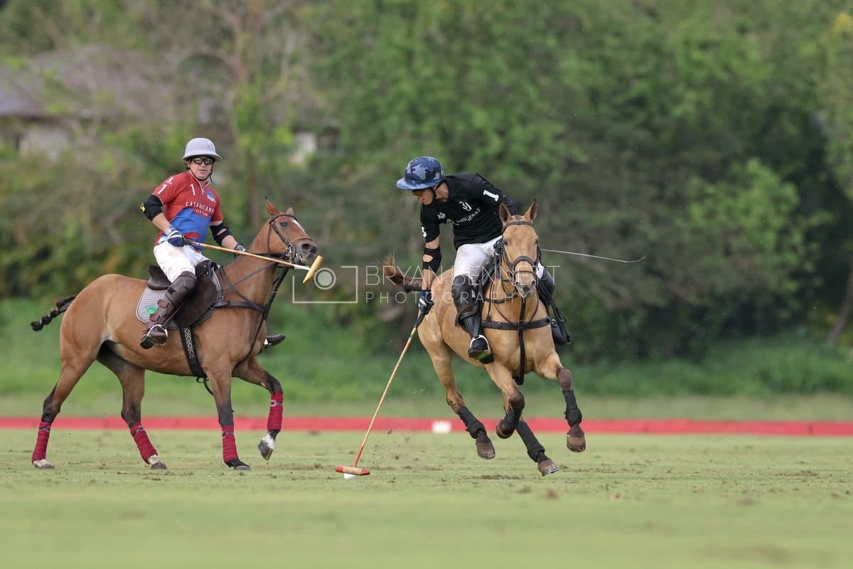 Casa de Campo and La Romanza 3J play polo during the Casa de Campo Challenge at Casa de Campo in La Romana, Dominican Republic on April 4, 2025. (Photo by Bryan Bennett)