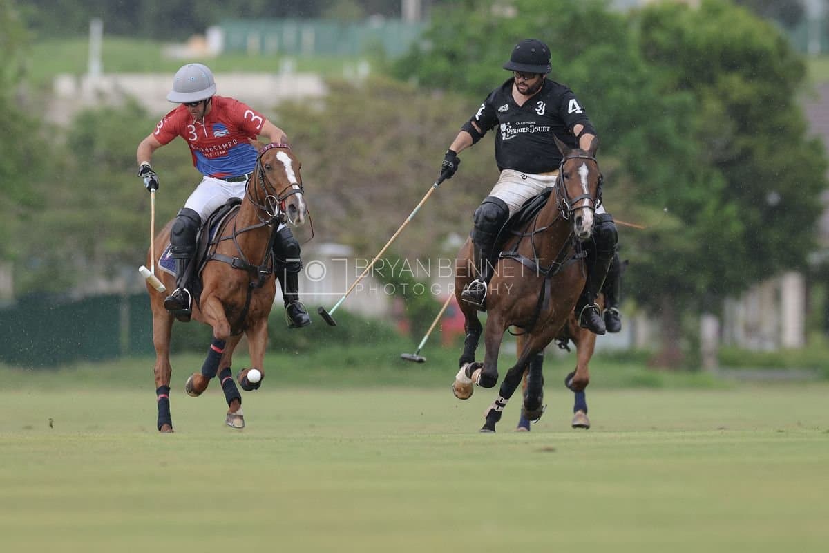 Casa de Campo and La Romanza 3J play polo during the Casa de Campo Challenge at Casa de Campo in La Romana, Dominican Republic on April 4, 2025. (Photo by Bryan Bennett)