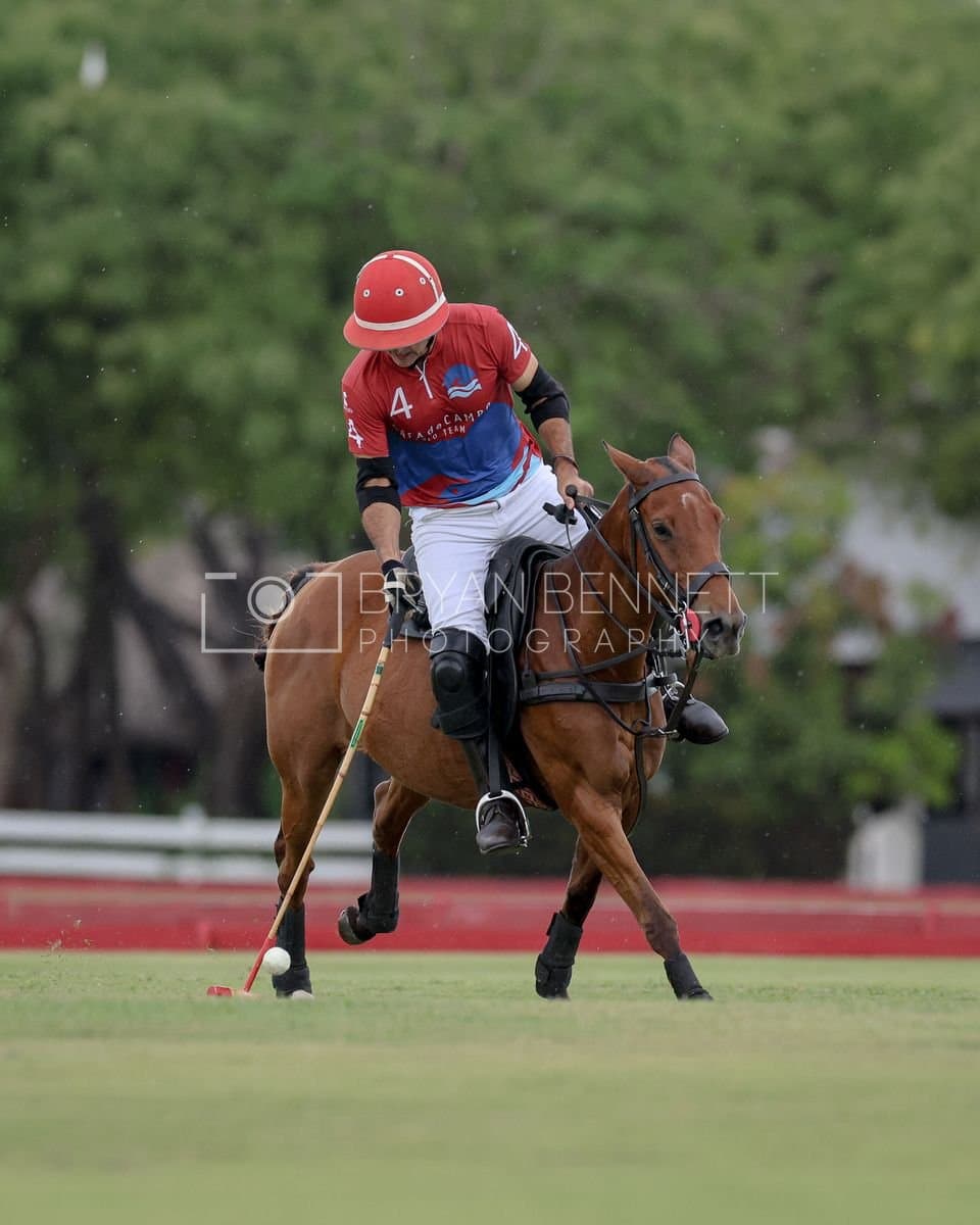 Casa de Campo and La Romanza 3J play polo during the Casa de Campo Challenge at Casa de Campo in La Romana, Dominican Republic on April 4, 2025. (Photo by Bryan Bennett)