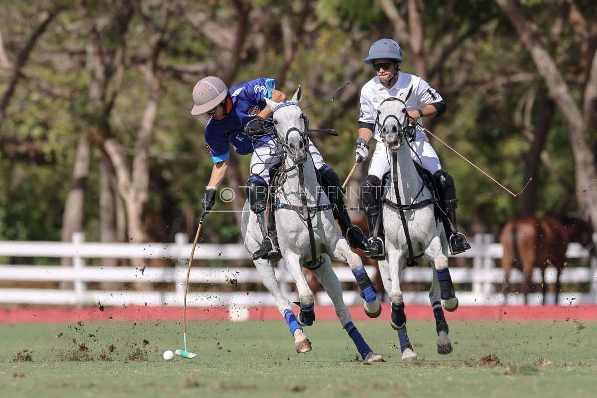 La Romanza 3J and La Espada Gulf play polo during the Copa Britanica at Casa de Campo Polo Club in La Romana, Dominican Republic on March 6, 2026. (Photos by Bryan Bennett)
