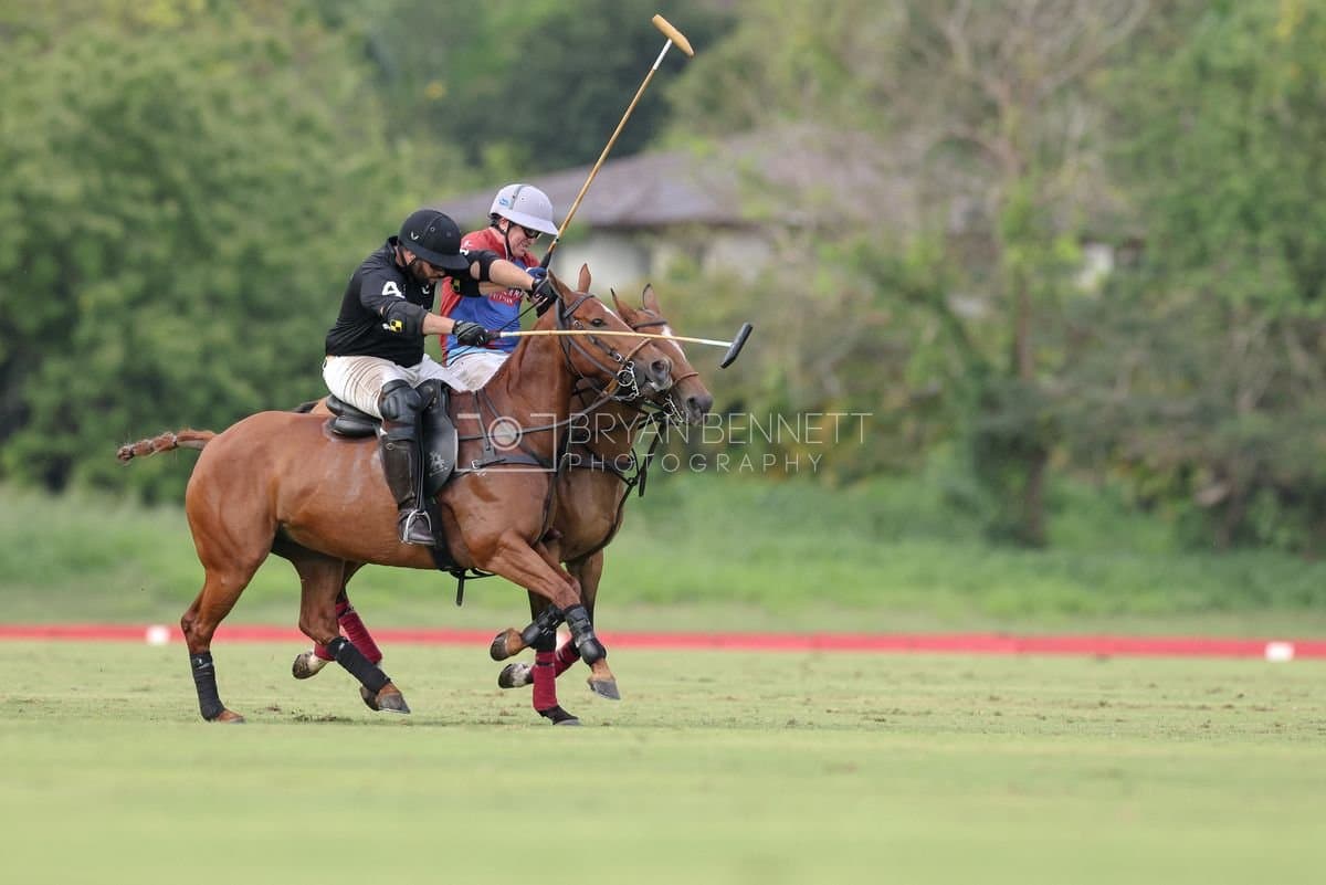 Casa de Campo and La Romanza 3J play polo during the Casa de Campo Challenge at Casa de Campo in La Romana, Dominican Republic on April 4, 2025. (Photo by Bryan Bennett)
