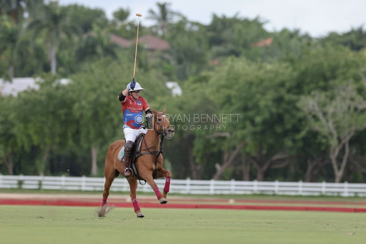 Casa de Campo and La Romanza 3J play polo during the Casa de Campo Challenge at Casa de Campo in La Romana, Dominican Republic on April 4, 2025. (Photo by Bryan Bennett)