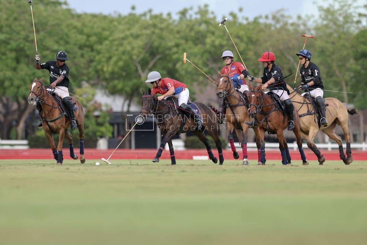 Casa de Campo and La Romanza 3J play polo during the Casa de Campo Challenge at Casa de Campo in La Romana, Dominican Republic on April 4, 2025. (Photo by Bryan Bennett)