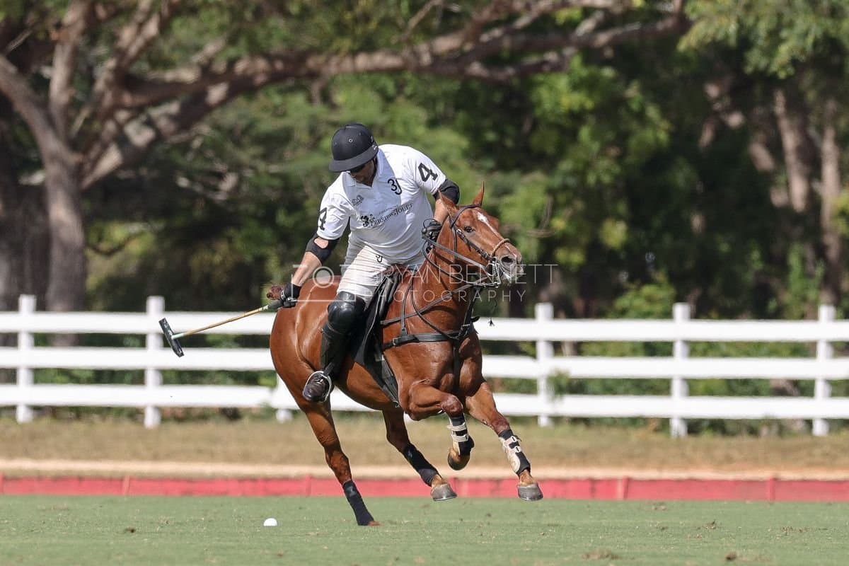 La Romanza 3J and La Espada Gulf play polo during the Copa Britanica at Casa de Campo Polo Club in La Romana, Dominican Republic on March 6, 2026. (Photos by Bryan Bennett)