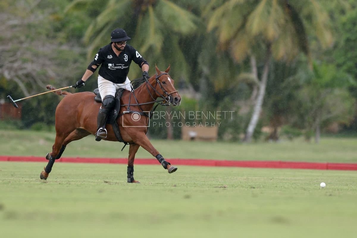 Casa de Campo and La Romanza 3J play polo during the Casa de Campo Challenge at Casa de Campo in La Romana, Dominican Republic on April 4, 2025. (Photo by Bryan Bennett)