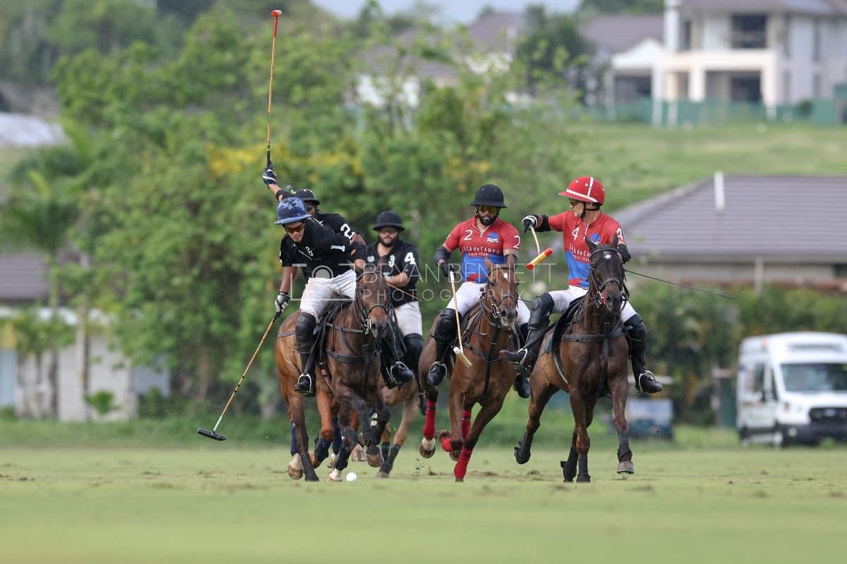 Casa de Campo and La Romanza 3J play polo during the Casa de Campo Challenge at Casa de Campo in La Romana, Dominican Republic on April 4, 2025. (Photo by Bryan Bennett)