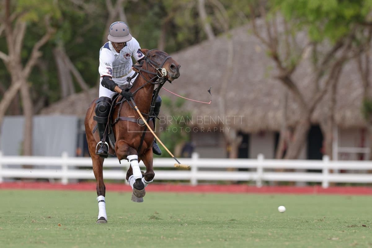 Lechuza Caracas and La Romanza 3J play polo during the Copa Britanica at Casa de Campo in La Romana, La Romana, Dominican Republic on March 1, 2026. (Photos by Bryan Bennett)