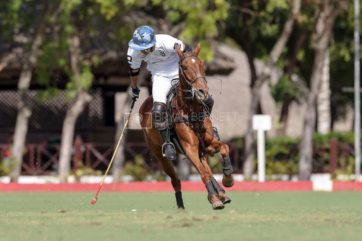 La Romanza 3J and La Espada Gulf play polo during the Copa Britanica at Casa de Campo Polo Club in La Romana, Dominican Republic on March 6, 2026. (Photos by Bryan Bennett)