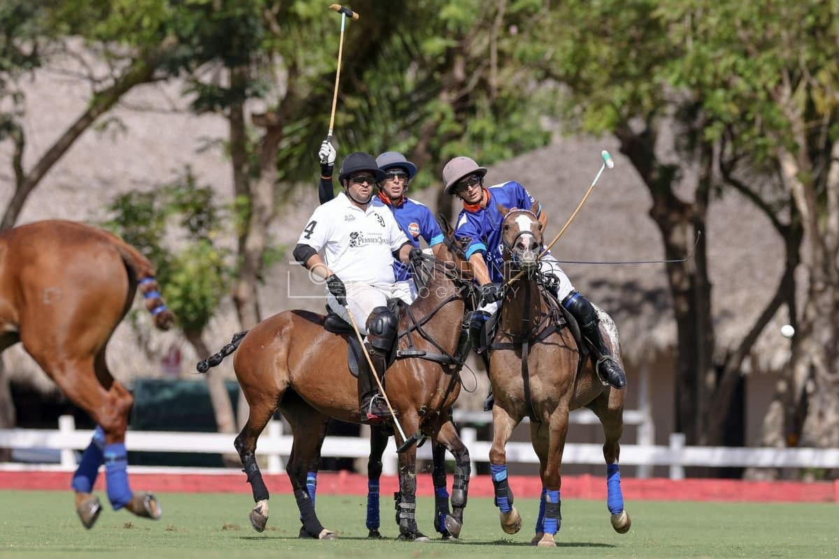 La Romanza 3J and La Espada Gulf play polo during the Copa Britanica at Casa de Campo Polo Club in La Romana, Dominican Republic on March 6, 2026. (Photos by Bryan Bennett)