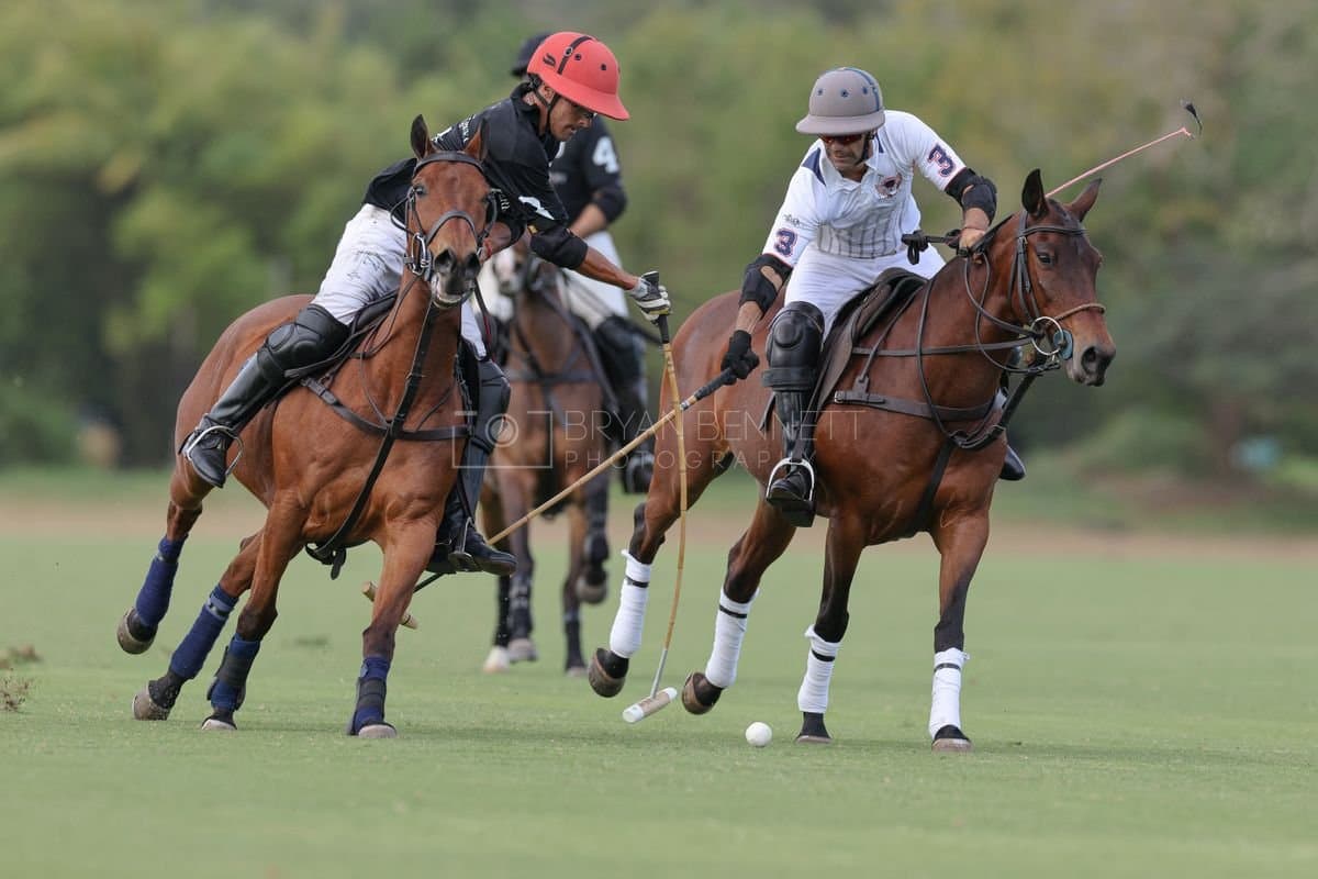 Lechuza Caracas and La Romanza 3J play polo during the Copa Britanica at Casa de Campo in La Romana, La Romana, Dominican Republic on March 1, 2026. (Photos by Bryan Bennett)
