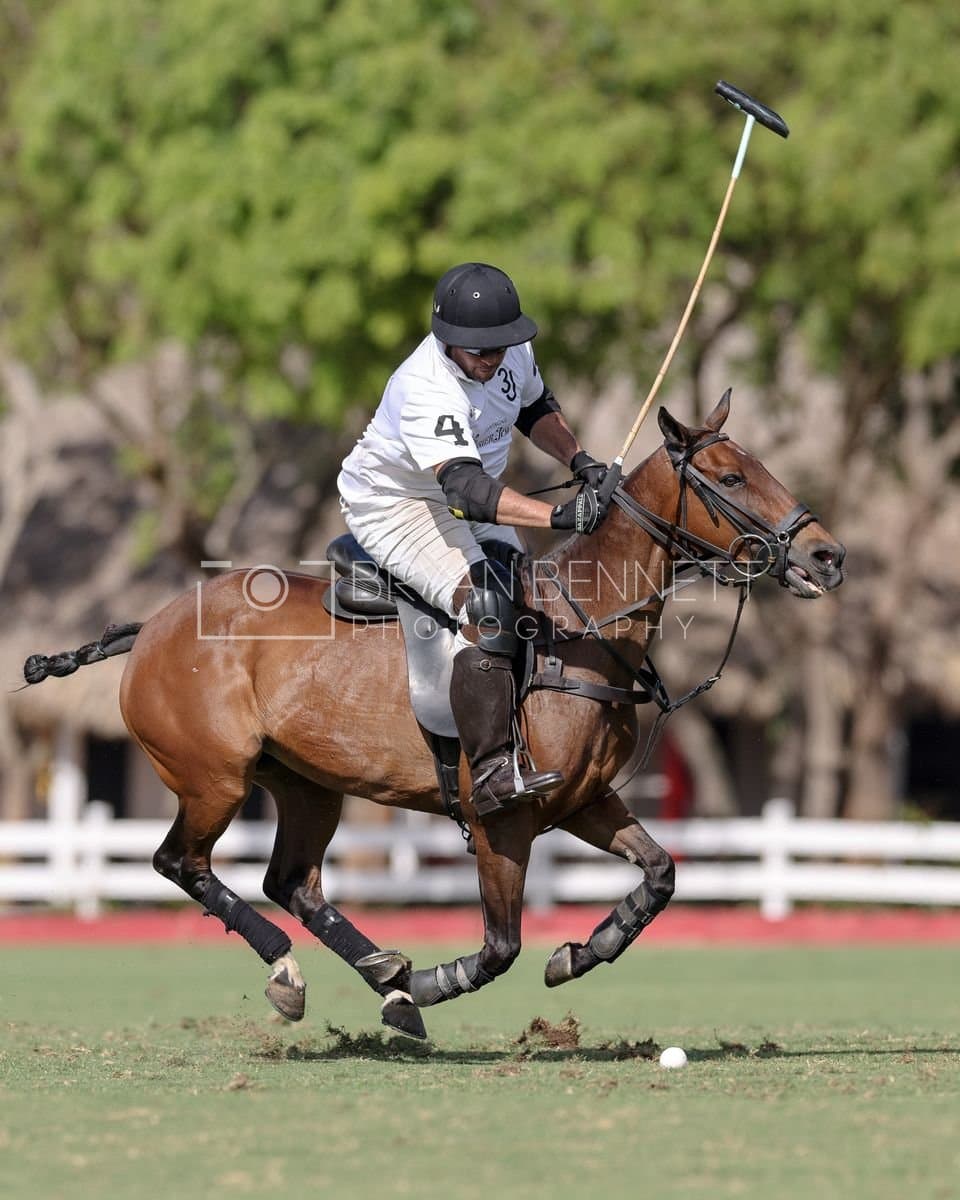 La Romanza 3J and La Espada Gulf play polo during the Copa Britanica at Casa de Campo Polo Club in La Romana, Dominican Republic on March 6, 2026. (Photos by Bryan Bennett)