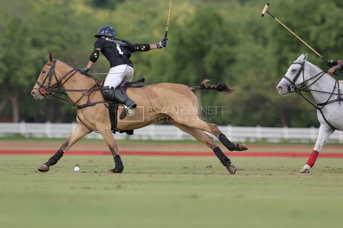 Casa de Campo and La Romanza 3J play polo during the Casa de Campo Challenge at Casa de Campo in La Romana, Dominican Republic on April 4, 2025. (Photo by Bryan Bennett)