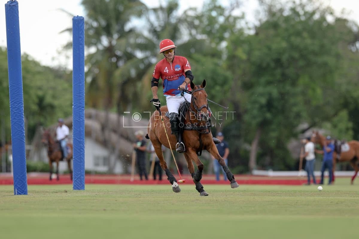 Casa de Campo and La Romanza 3J play polo during the Casa de Campo Challenge at Casa de Campo in La Romana, Dominican Republic on April 4, 2025. (Photo by Bryan Bennett)