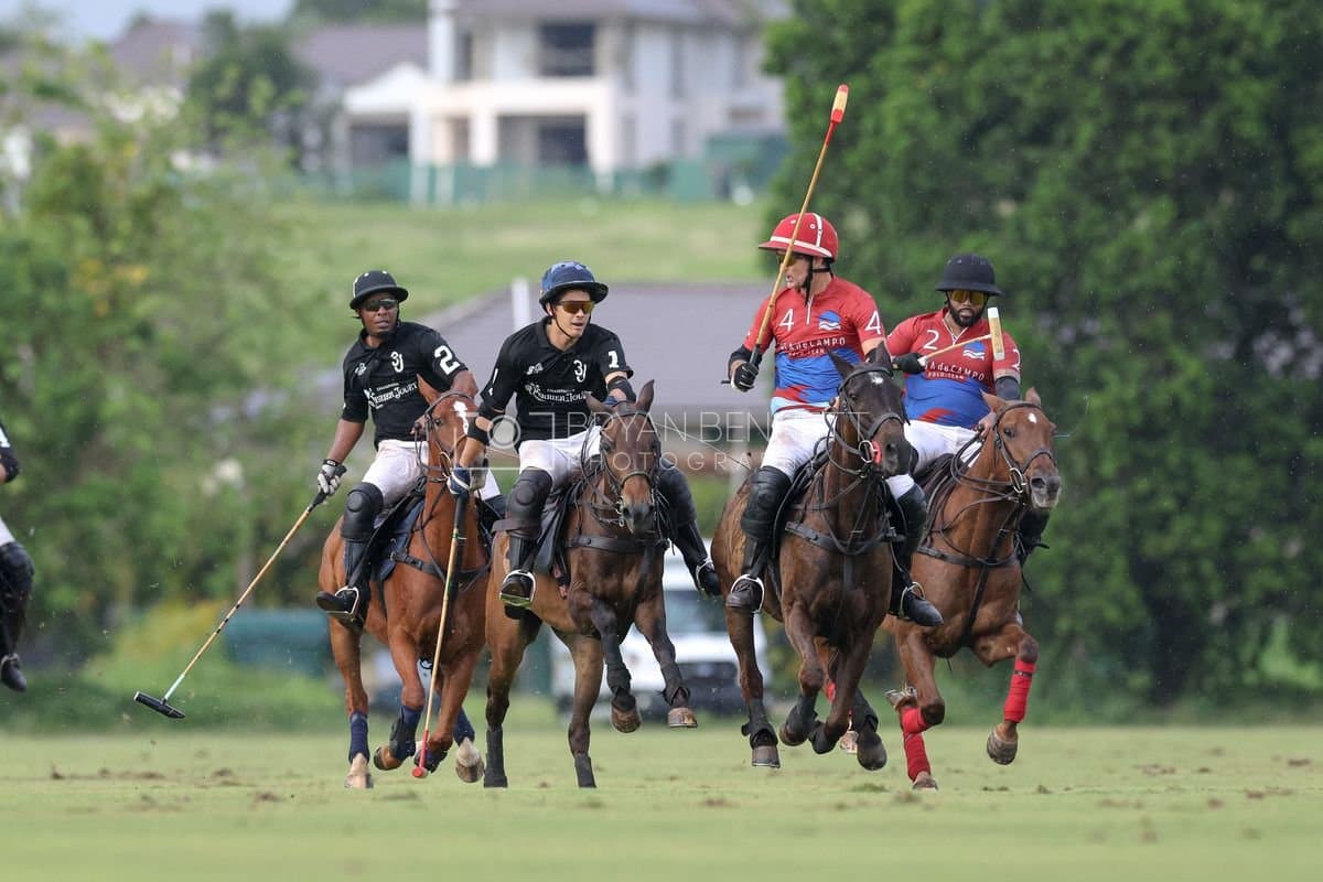 Casa de Campo and La Romanza 3J play polo during the Casa de Campo Challenge at Casa de Campo in La Romana, Dominican Republic on April 4, 2025. (Photo by Bryan Bennett)