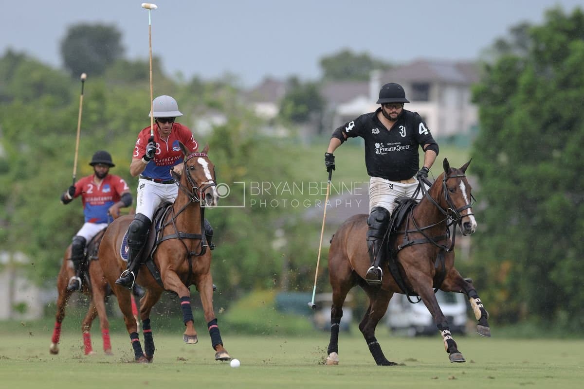 Casa de Campo and La Romanza 3J play polo during the Casa de Campo Challenge at Casa de Campo in La Romana, Dominican Republic on April 4, 2025. (Photo by Bryan Bennett)