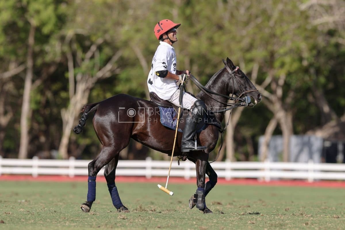 La Romanza 3J and La Espada Gulf play polo during the Copa Britanica at Casa de Campo Polo Club in La Romana, Dominican Republic on March 6, 2026. (Photos by Bryan Bennett)