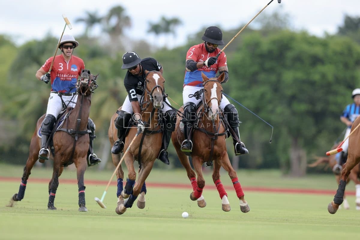Casa de Campo and La Romanza 3J play polo during the Casa de Campo Challenge at Casa de Campo in La Romana, Dominican Republic on April 4, 2025. (Photo by Bryan Bennett)