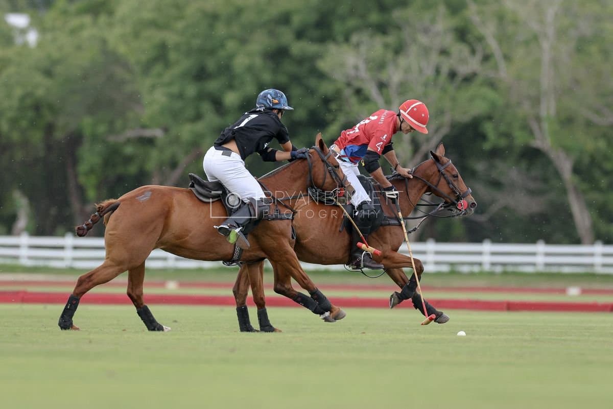 Casa de Campo and La Romanza 3J play polo during the Casa de Campo Challenge at Casa de Campo in La Romana, Dominican Republic on April 4, 2025. (Photo by Bryan Bennett)