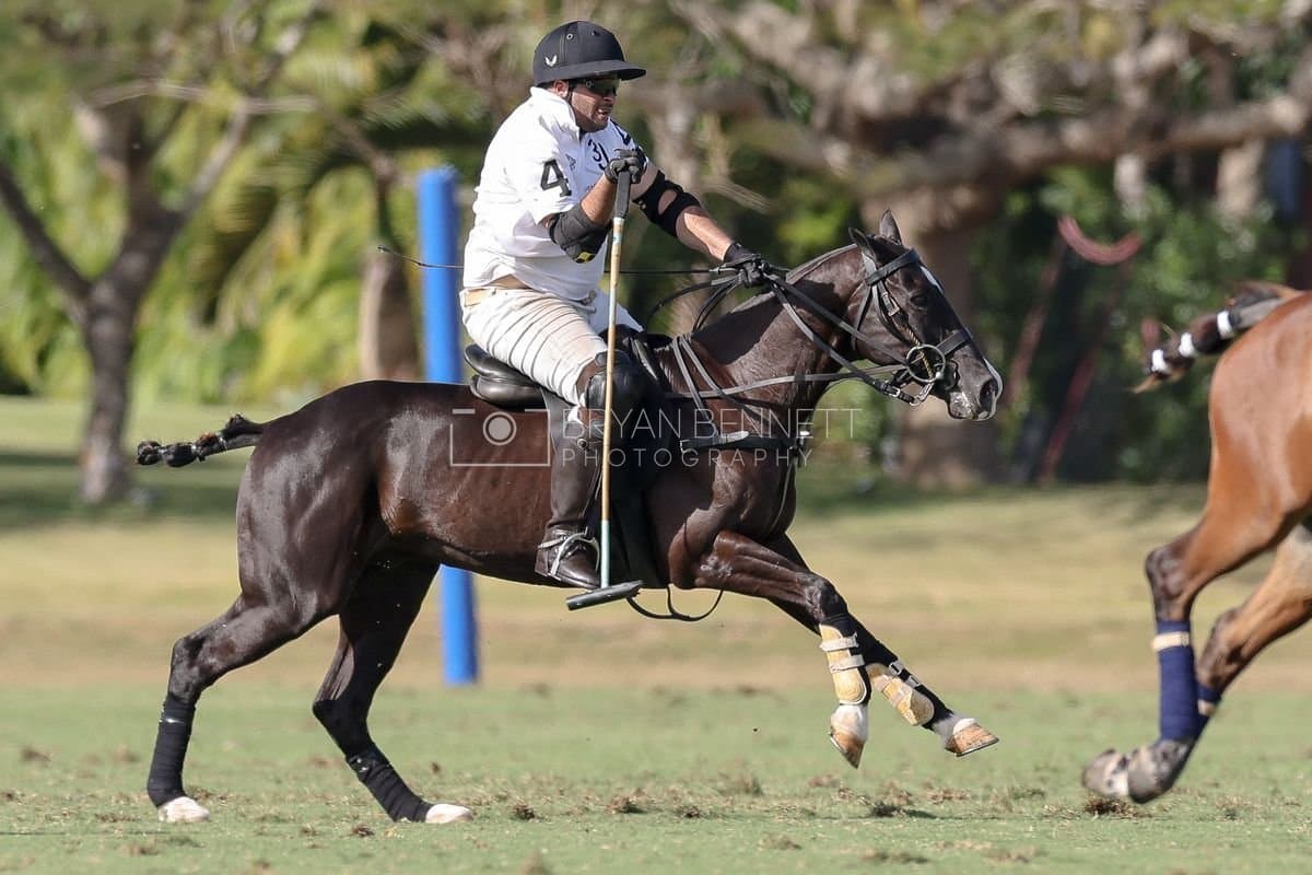 La Romanza 3J and La Espada Gulf play polo during the Copa Britanica at Casa de Campo Polo Club in La Romana, Dominican Republic on March 6, 2026. (Photos by Bryan Bennett)
