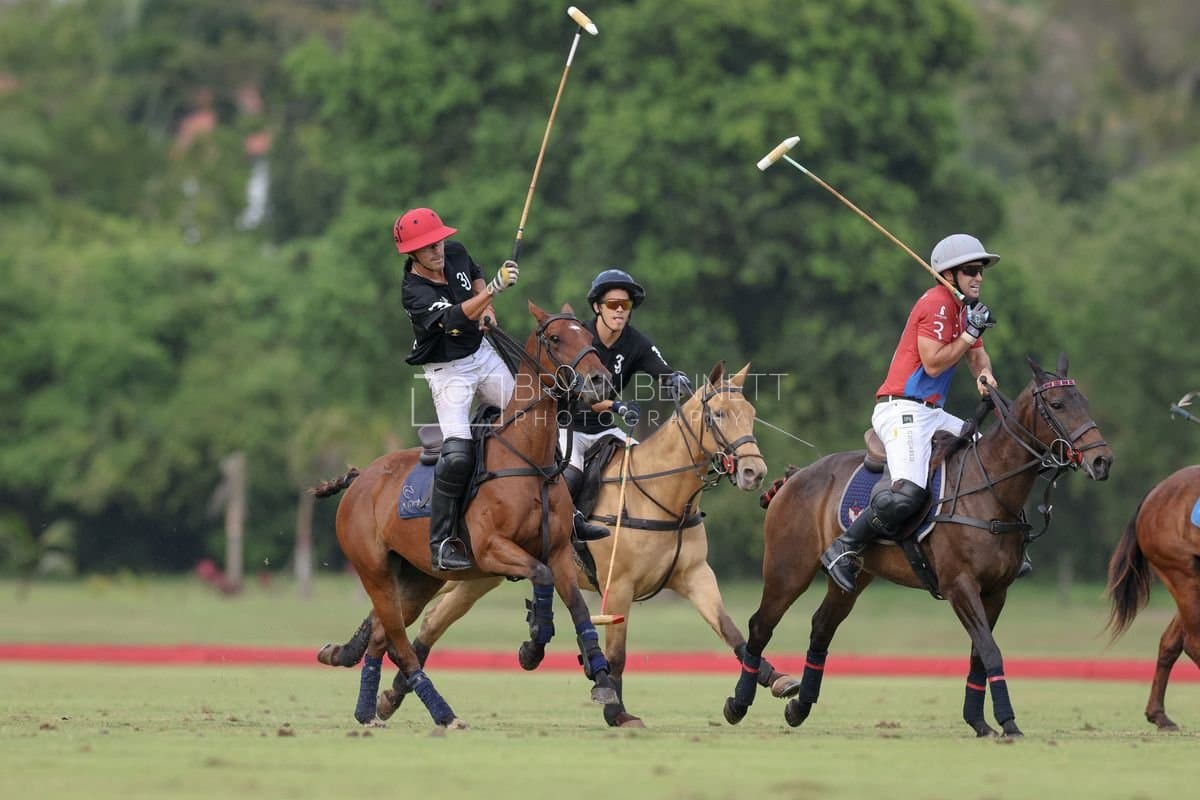 Casa de Campo and La Romanza 3J play polo during the Casa de Campo Challenge at Casa de Campo in La Romana, Dominican Republic on April 4, 2025. (Photo by Bryan Bennett)