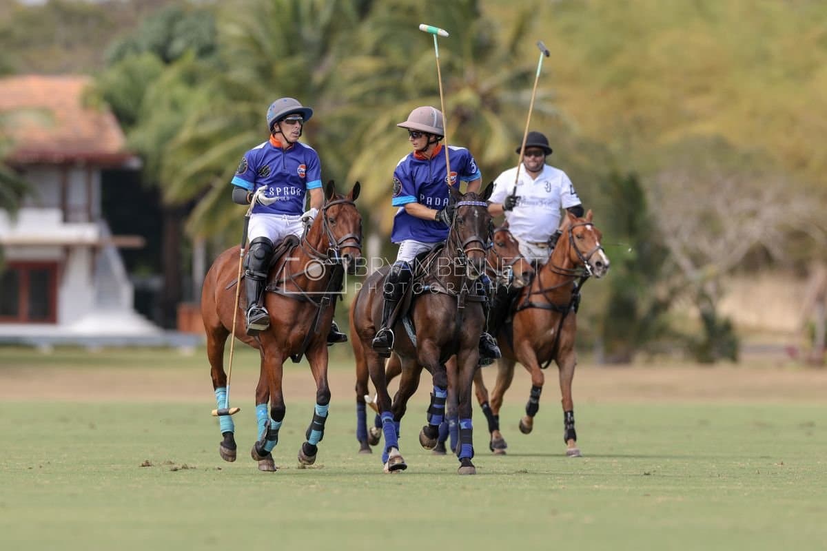 La Romanza 3J and La Espada Gulf play polo during the Copa Britanica at Casa de Campo Polo Club in La Romana, Dominican Republic on March 6, 2026. (Photos by Bryan Bennett)
