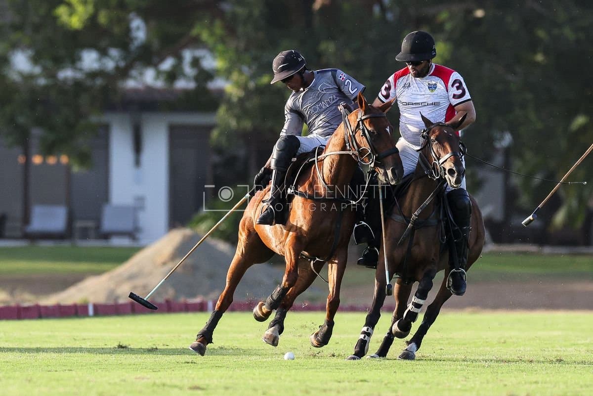 La Suiza and La Carbuccia play polo at Casa de Campo in La Romana, Dominican Republic on August 8, 2026. (Photos by Bryan Bennett)