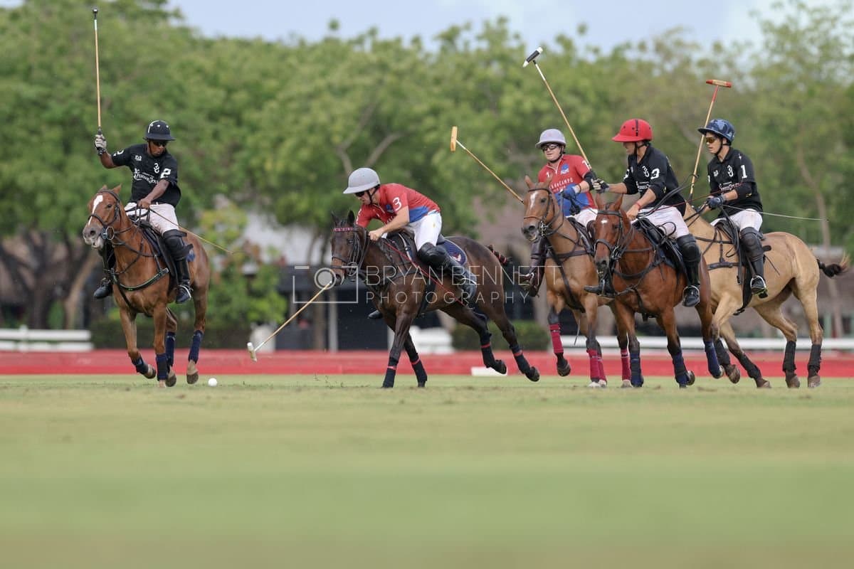 Casa de Campo and La Romanza 3J play polo during the Casa de Campo Challenge at Casa de Campo in La Romana, Dominican Republic on April 4, 2025. (Photo by Bryan Bennett)