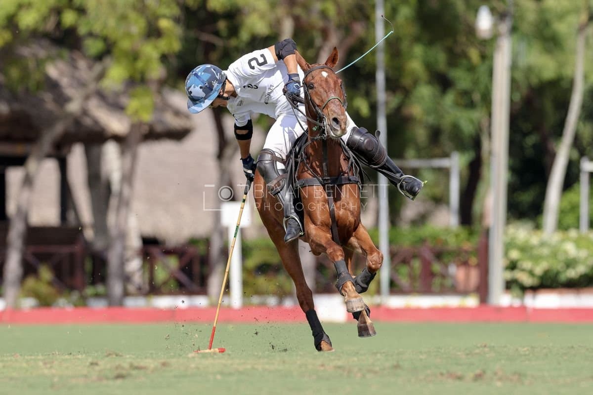 La Romanza 3J and La Espada Gulf play polo during the Copa Britanica at Casa de Campo Polo Club in La Romana, Dominican Republic on March 6, 2026. (Photos by Bryan Bennett)