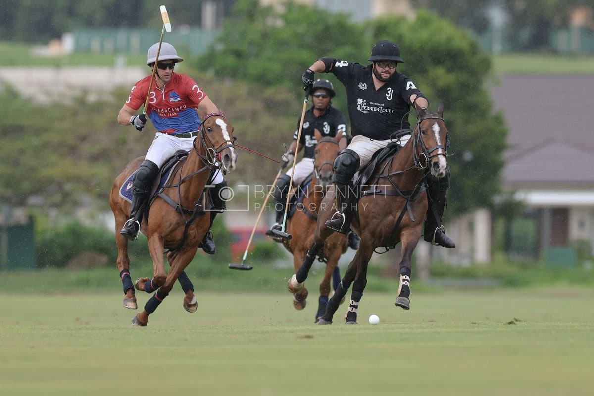 Casa de Campo and La Romanza 3J play polo during the Casa de Campo Challenge at Casa de Campo in La Romana, Dominican Republic on April 4, 2025. (Photo by Bryan Bennett)
