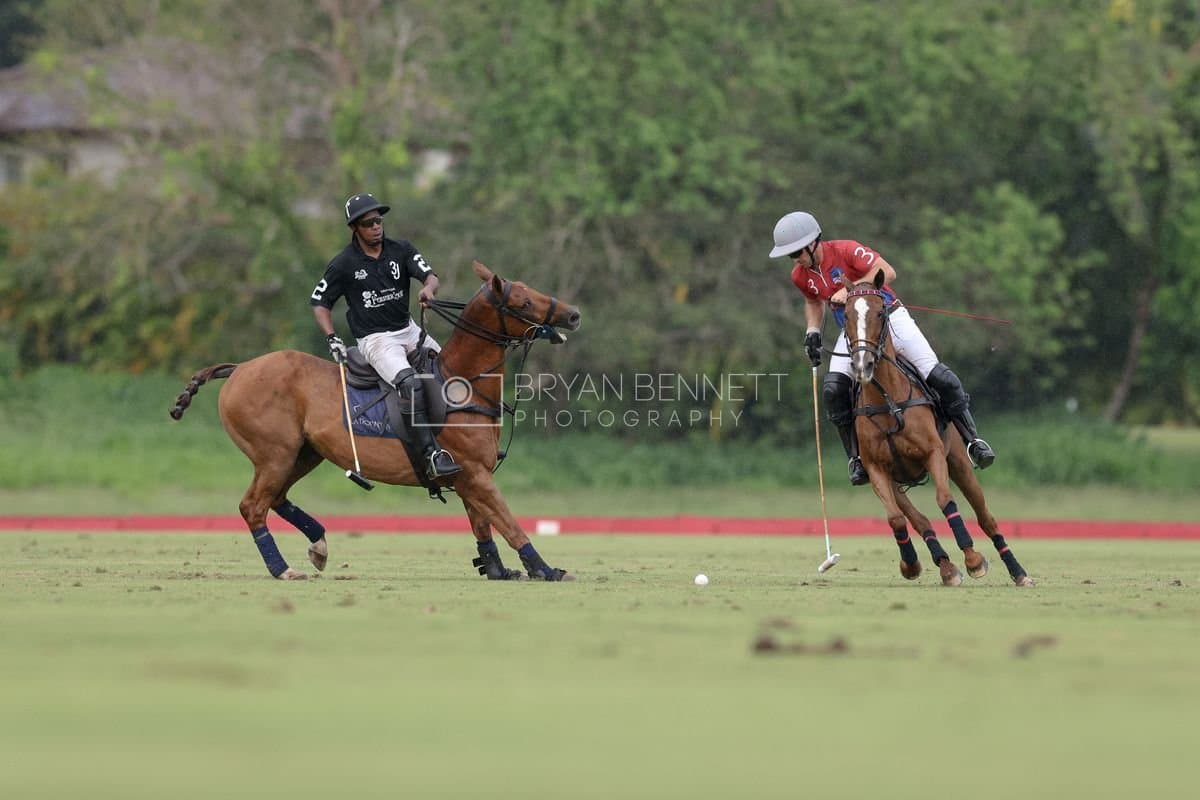 Casa de Campo and La Romanza 3J play polo during the Casa de Campo Challenge at Casa de Campo in La Romana, Dominican Republic on April 4, 2025. (Photo by Bryan Bennett)