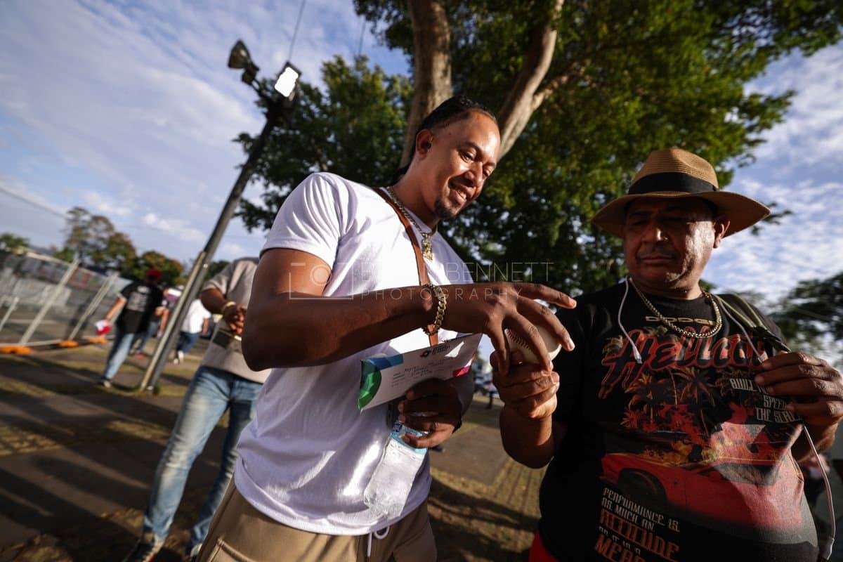 SANTO DOMINGO, DOMINICAN REPUBLIC - MARCH 03: Fans look at a baseball prior to an exhibition game between the Detroit Tigers and the Dominican Republic at Estadio Quisqueya on March 03, 2026 in Santo Domingo, Dominican Republic. (Photo by Bryan Bennett/Getty Images)