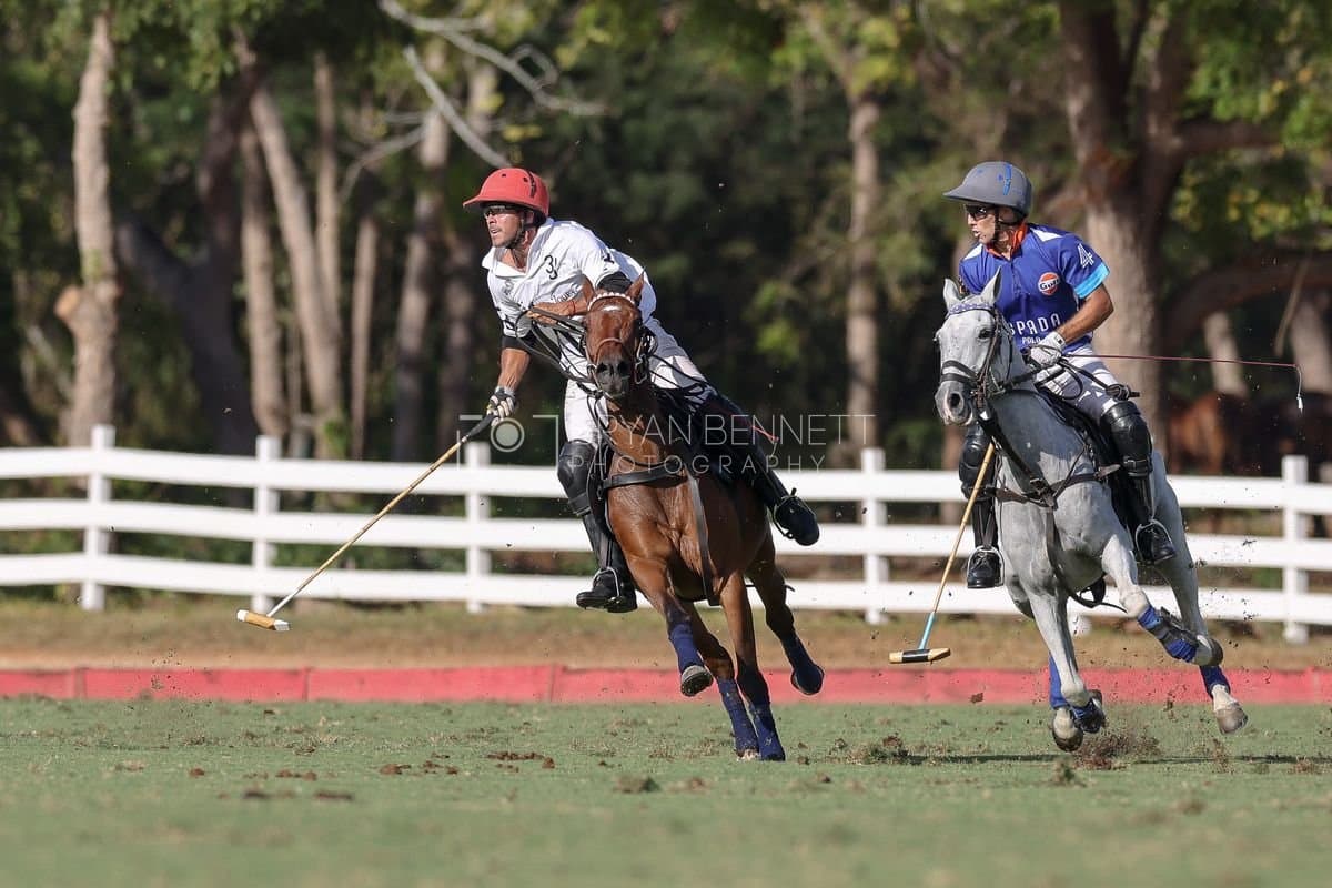 La Romanza 3J and La Espada Gulf play polo during the Copa Britanica at Casa de Campo Polo Club in La Romana, Dominican Republic on March 6, 2026. (Photos by Bryan Bennett)