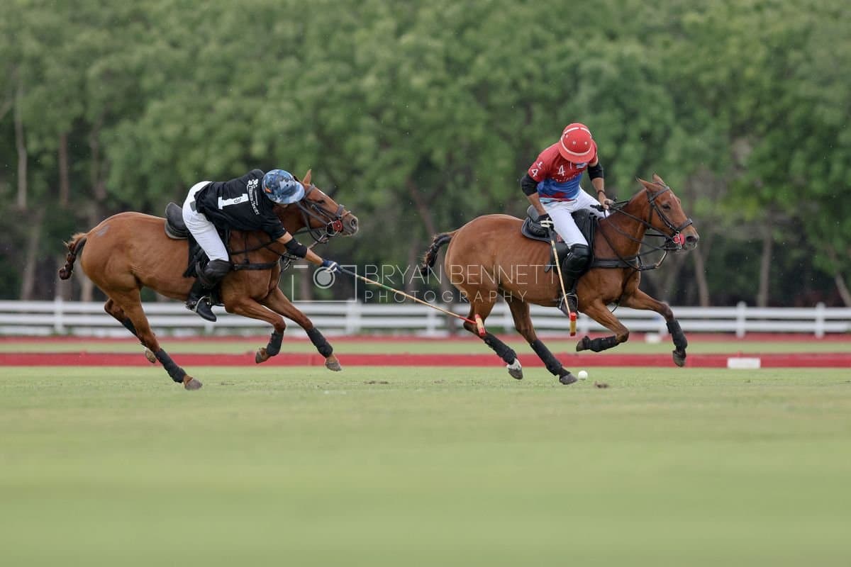 Casa de Campo and La Romanza 3J play polo during the Casa de Campo Challenge at Casa de Campo in La Romana, Dominican Republic on April 4, 2025. (Photo by Bryan Bennett)