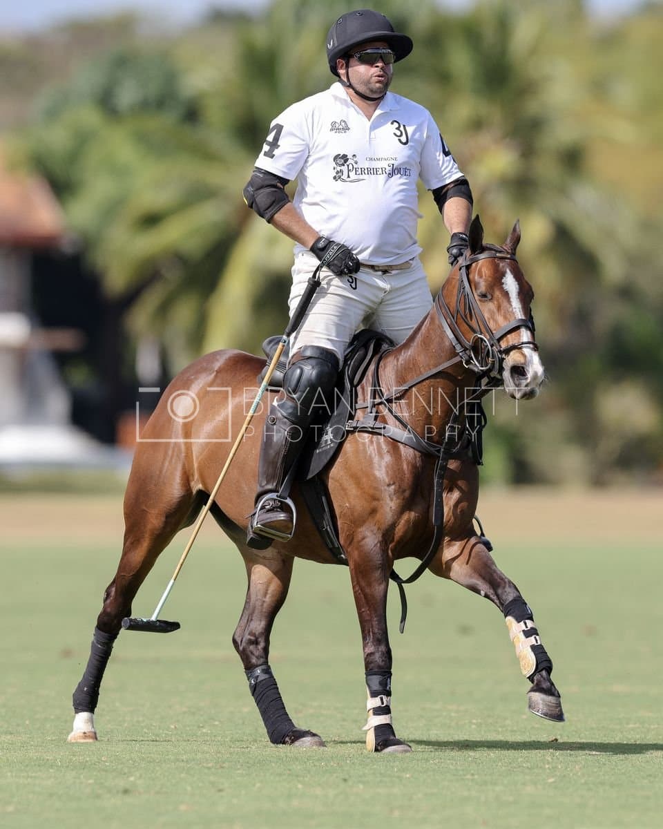 La Romanza 3J and La Espada Gulf play polo during the Copa Britanica at Casa de Campo Polo Club in La Romana, Dominican Republic on March 6, 2026. (Photos by Bryan Bennett)
