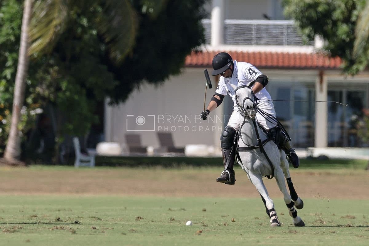 La Romanza 3J and La Espada Gulf play polo during the Copa Britanica at Casa de Campo Polo Club in La Romana, Dominican Republic on March 6, 2026. (Photos by Bryan Bennett)