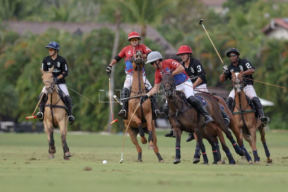 Casa de Campo and La Romanza 3J play polo during the Casa de Campo Challenge at Casa de Campo in La Romana, Dominican Republic on April 4, 2025. (Photo by Bryan Bennett)